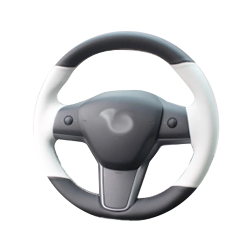 

PU Auto Steering Wheel Cover Hand-Stitch on Wrap Fit for Tesla Model 3 Model