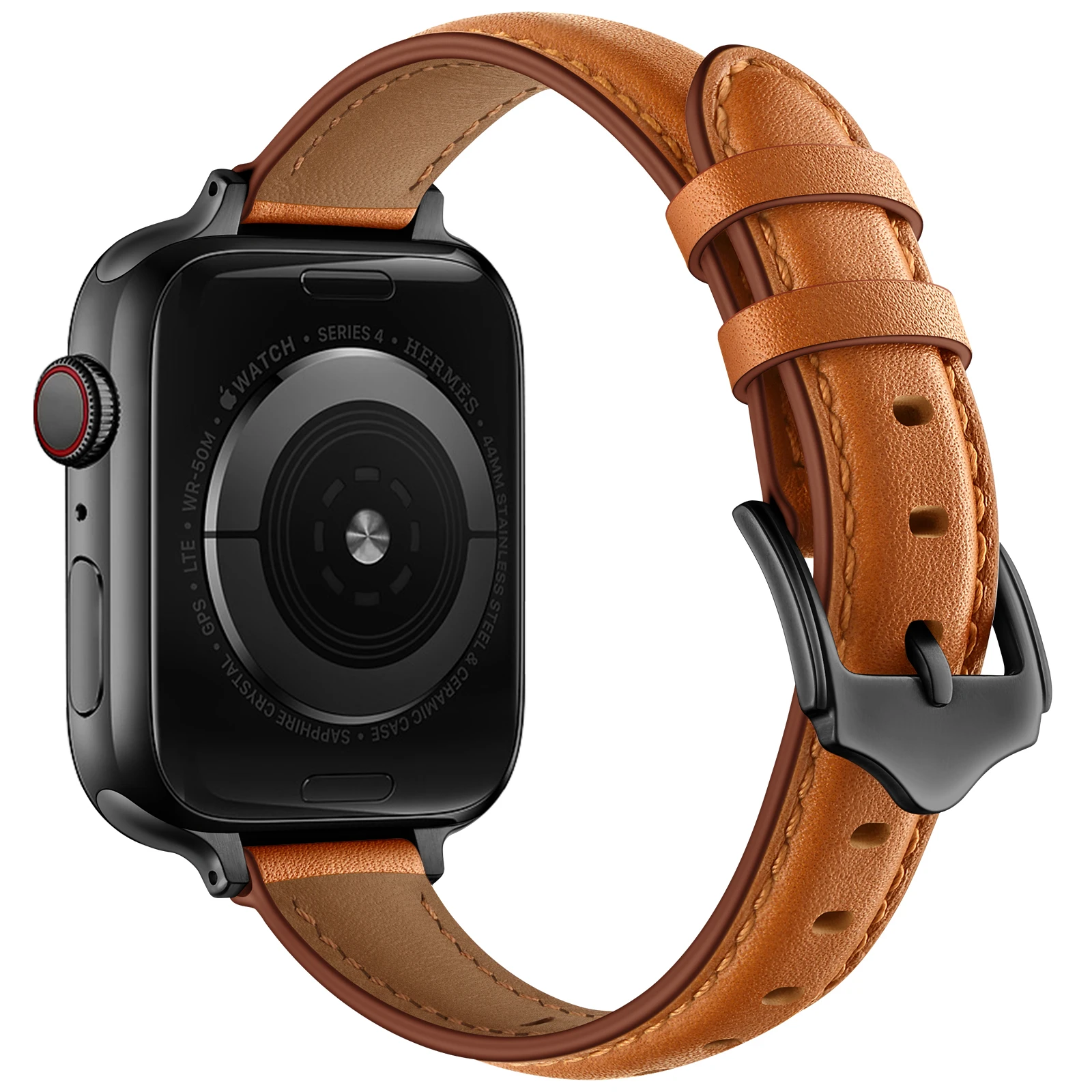 

TOP Leather Strap Lady for Apple watch band 40/41/42mm 44/45/49mm iwatch series 8765432 Light Brown black stainless steel buckle