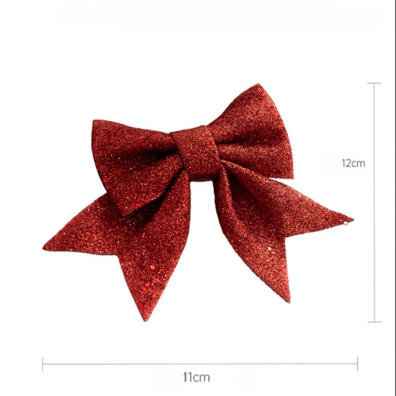 Sparkling Bow Valentine's Day Decoration Xmas Tree Pendant Ornament Home Christmas New Year Party DIY Bows Decoration 4pcs