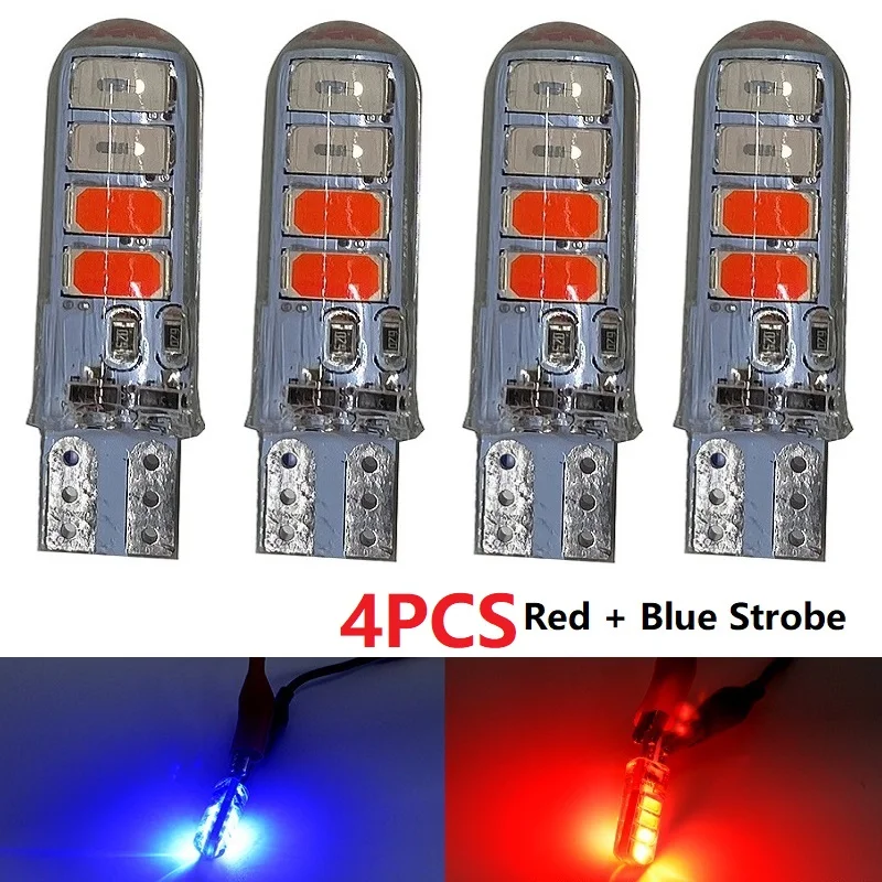 

4PCS T10 W5W LED Strobe Lights for Car Flashing 194 168 158 Car Interior Dome Reading Side Marker Light Indicator Auto Lamp 12V