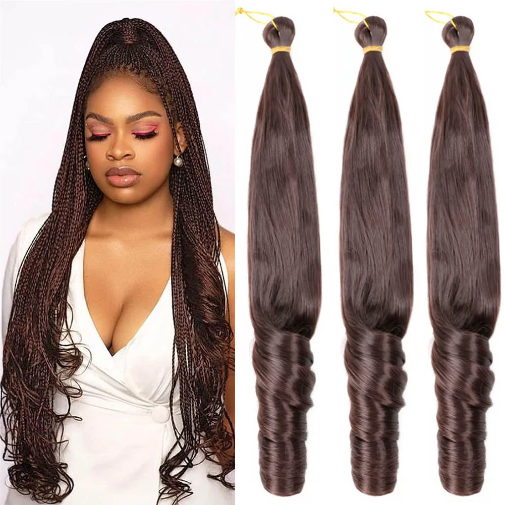 Dairess Synthetic French Curls Braiding Hair Extensions Loose Wave Braiding Hair Spiral Curls Crochet Hair Curly Ends For Women