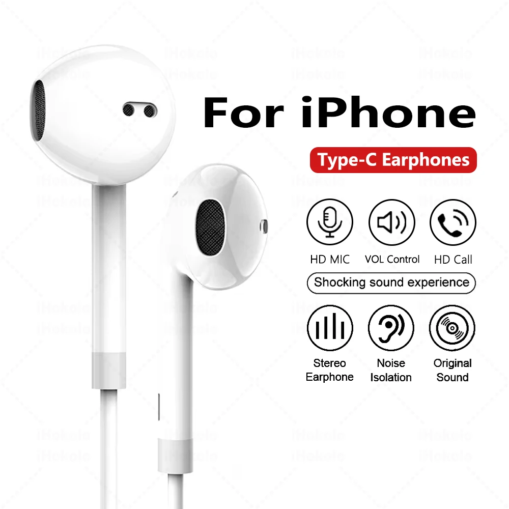 Original Type C Wired Earphones For Apple IPhone 17 16 15 Pro Max In Ear Earphones For Samsung Xiaomi Redmi Huawei Music Earbuds_voghion.com