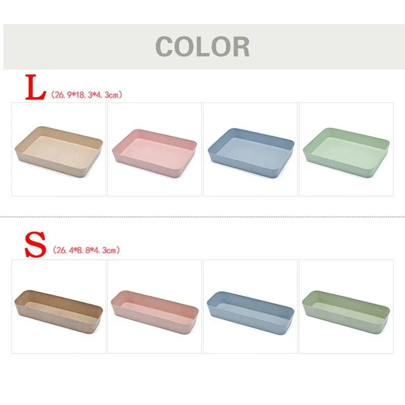 Wheat Straw Drawer Storage Compartment Tray Built-in Partition Box In Household Cabinets Kitchen Utensil Storage