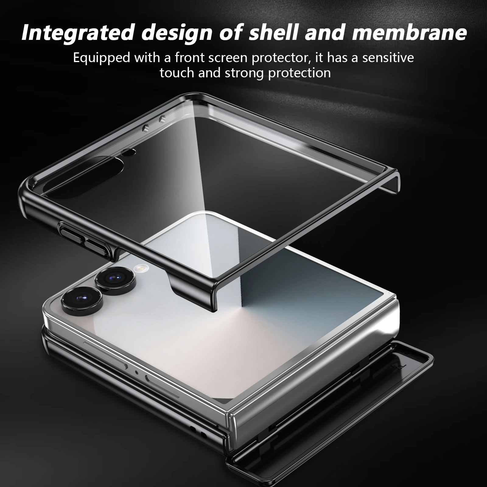 Luxury Electroplating Phone Case with Magnetic Metal Holder and Tempered Film Protection
