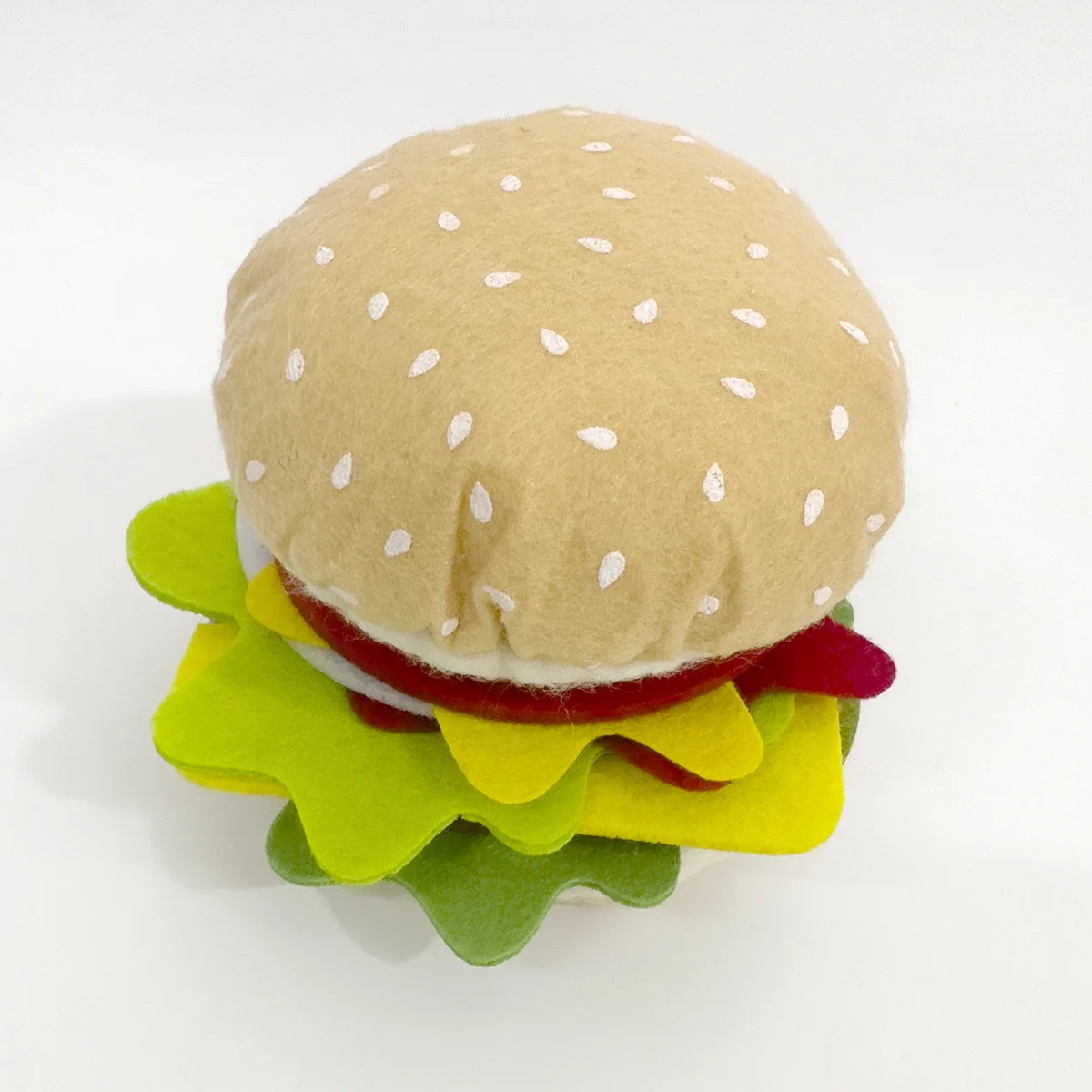 28pcs Hamburger Toy Set with Felt Cloth DIY Simulation Food Hamburger Sandwich Hot Dog and Pretend Play Game Simulated Kitchen
