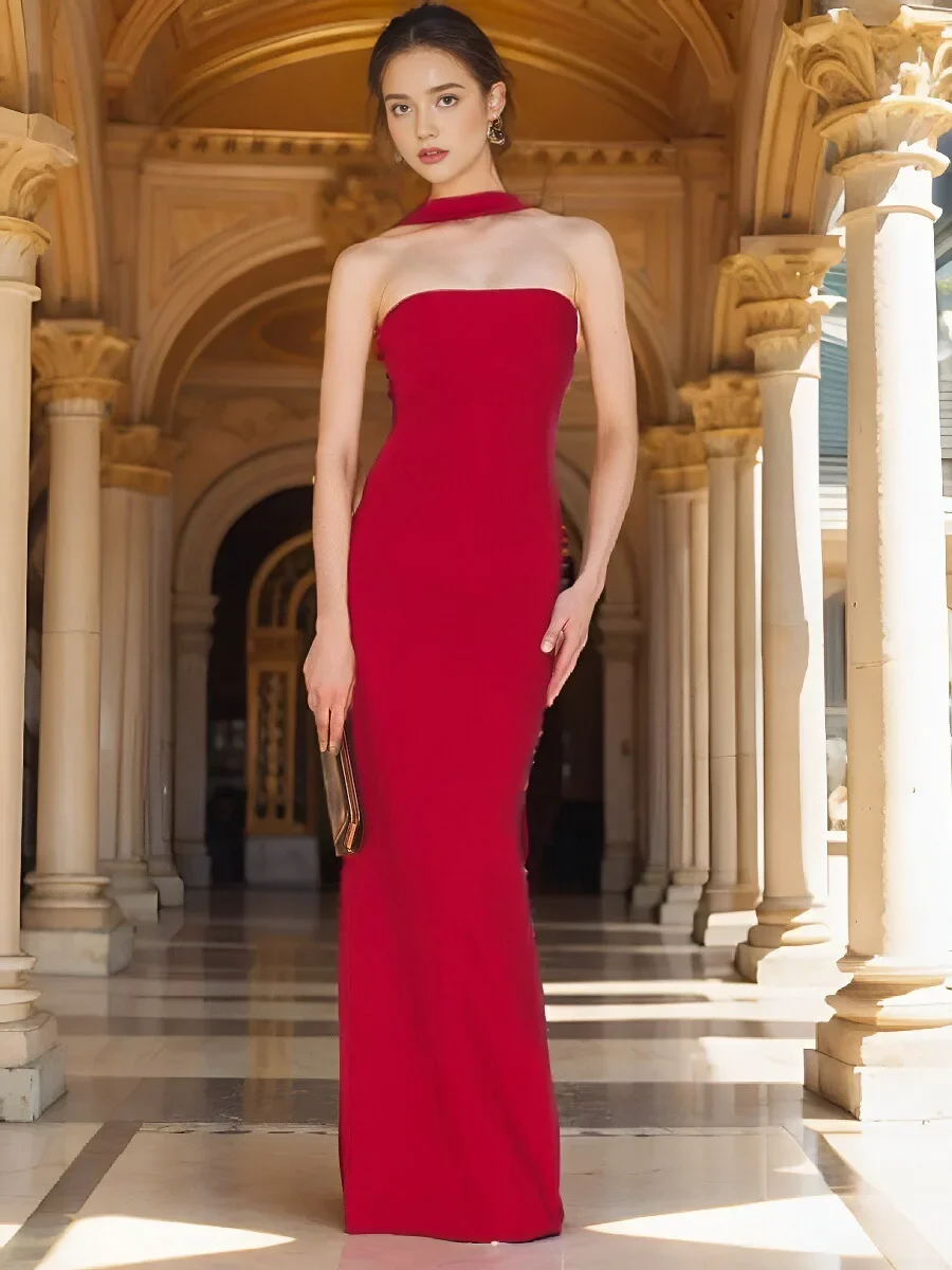 

Женское платье-макси без рукавов, с открытой спиной