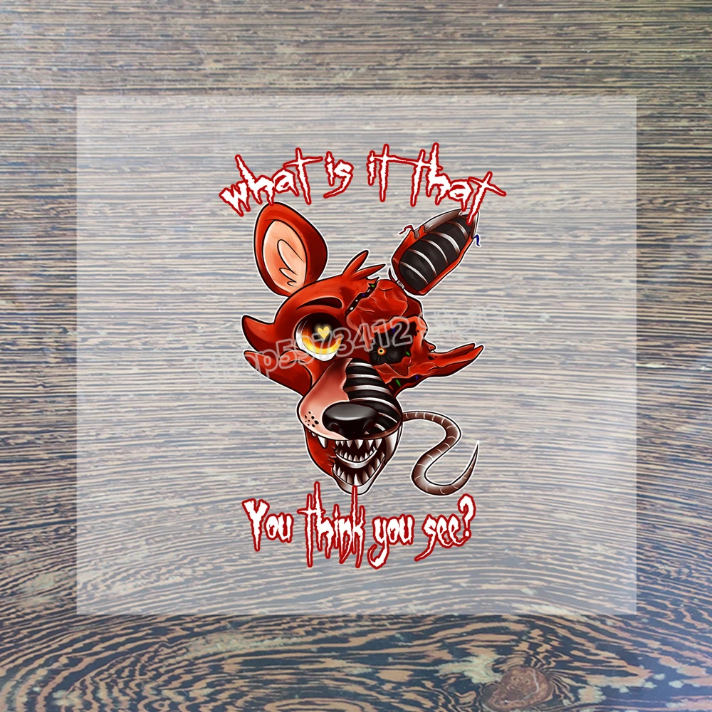thumbnail image 1 of Pegatinas transparentes del juego FNAF, parches estéticos para planchar, bricolaje, Five Nights at Freddy para transferencia de ropa, decoración de ropa, apliques, 1 of 5