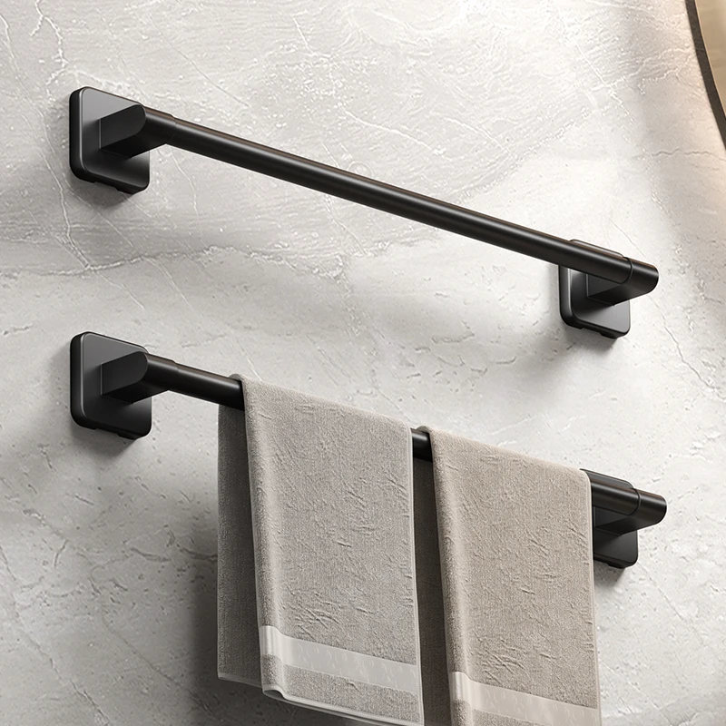 Wall Mounted Towel Rack Bathroom Storage Rack No Drilling Horizontal Bar Kitchen Accessories