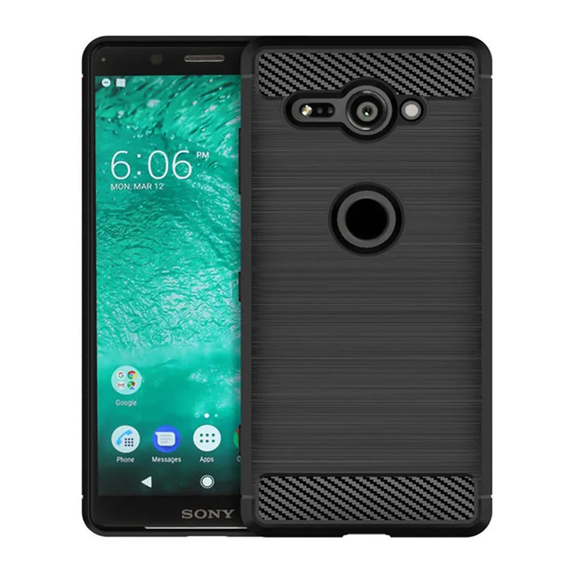 Shockproof Silicone Brushed Carbon Fiber Case - Durable Back Cover Coque s