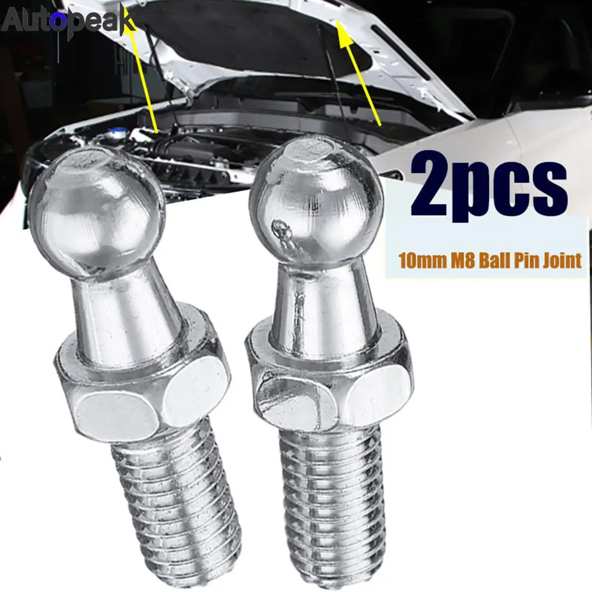 10mm M8 Boot Bonnet Gas Strut End Fitting Ball Pin Joint Valve Spring Holders Front Rear Lift Support Rod Car Accessories X2 car gas strut fitting