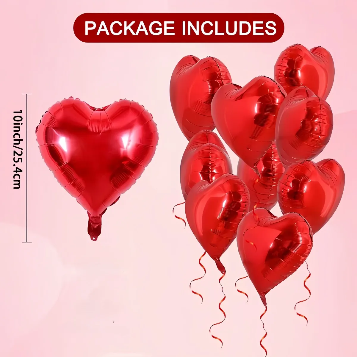 50 Stück 10 Zoll Rote Herz-Folienballons Helium-Liebesform-Ballons für Valentinstag Hochzeit Geburtstag Heiratsantrag Party-Dekoration – Detail 2