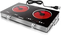 Electric Cooktop 110V, Portable Electric Stove with Handle, Knob Control Electric Hot Plate, Ceramic Infrared Countertop Burner, 1