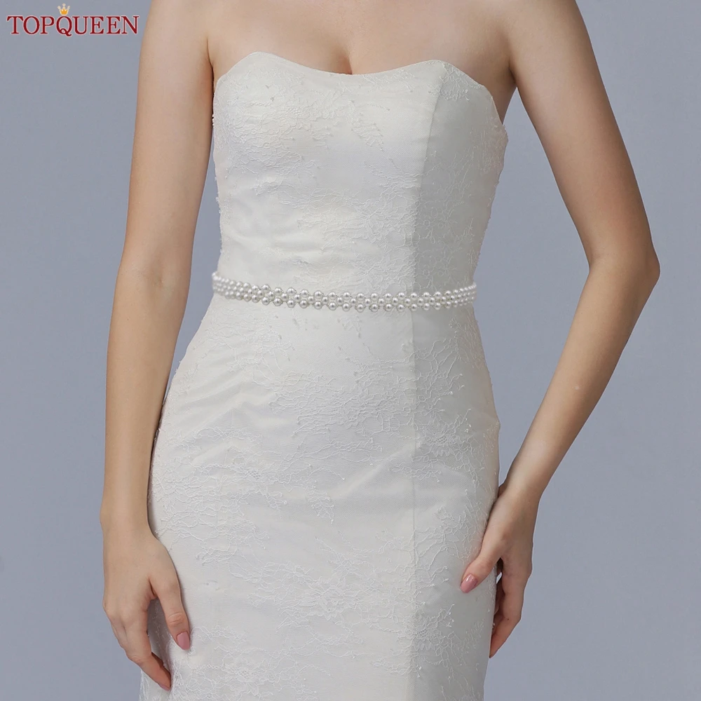 TOPQUEEN S398 Pearl Chain Woman Belt Elegent Beaded Ladies Dresses Sash Bridal Wedding Accessories Bridesmaid Girl Waistband