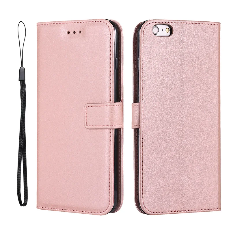 Luxury Leather Flip Wallet Case with Lanyard and Magnetic Closure