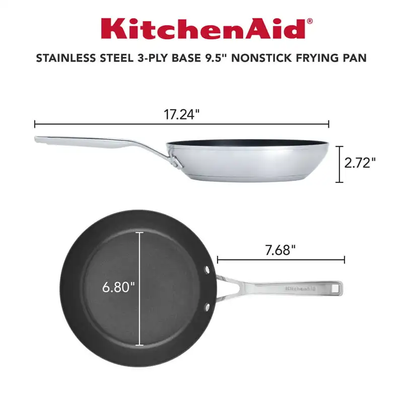 Base Stainless Steel Nonstick Induction Frying Pan, 12 inch, Brushed Stainless  Steel - AliExpress