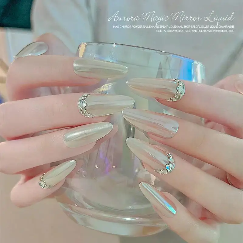Liquid Auroras Nail Powder Liquid Moonlight Pigment Chrome Mirror Fingernail Decoration Long-lasting Aurora Nail Gel