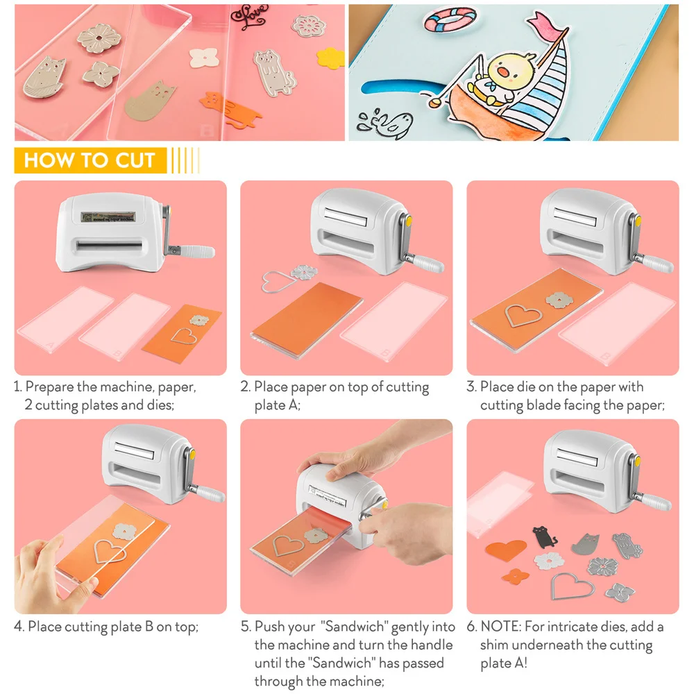 Description Picture 6 of item2024 New Portable Manual Die Cutting Embossing  DIY Scrapbooking Die-Cut Machine Cutting Pads For Paper Card