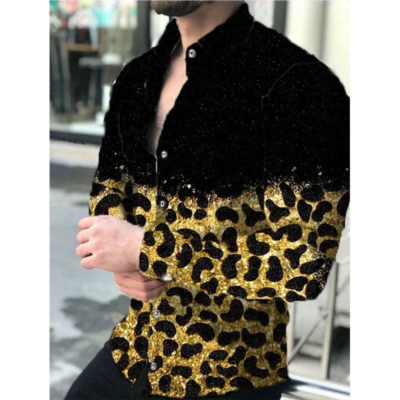 Men's Shirt Vintage Floral 3D Print Hawaiian Casual Button Down Dress Shirt Slim Fit Long Sleeve Beach Streetwear Men's Clothing