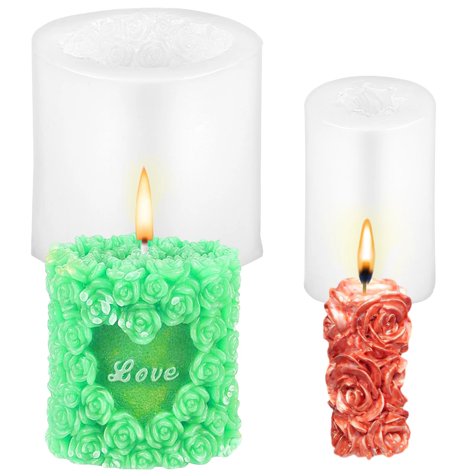 

2Pcs Rose Flower Moulds Rose Flower Silicone Molds Aromatherapy Soap Molds