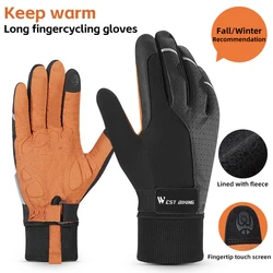Winter Cycling Gloves - Non-slip, Shock-absorbing, Touch Screen, Warm Outdoor Sports Gloves - XXL (Black Brown)