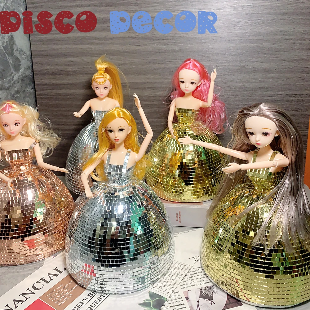 2 PCS 2 Gold DISCO BALLS glass mirror party favor car hanging wedding  Christmas