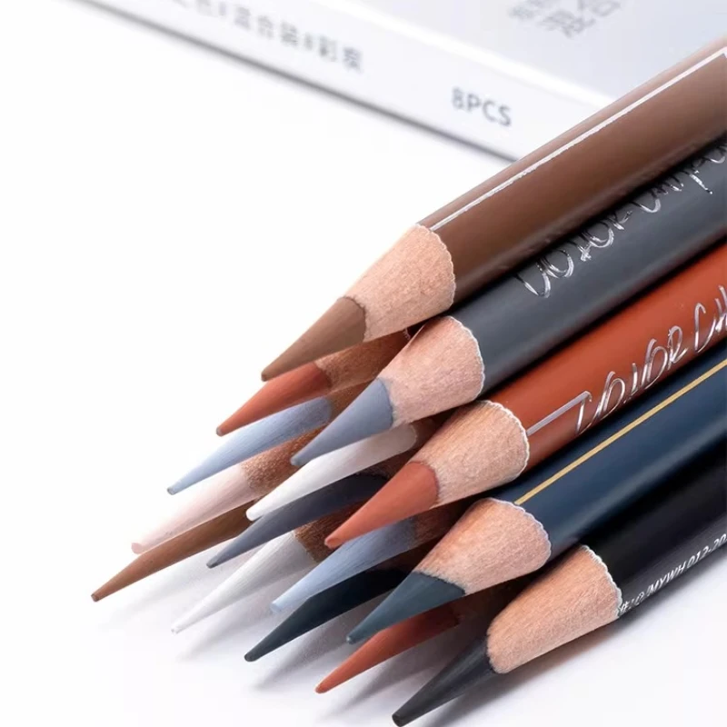 8/16/24PCS 미야 미술 학생용 컬러 숯 연필, 흰색 형광펜으로 숯을 그림 그리기 위한 도구, 소프트 코어 드로잉 도구