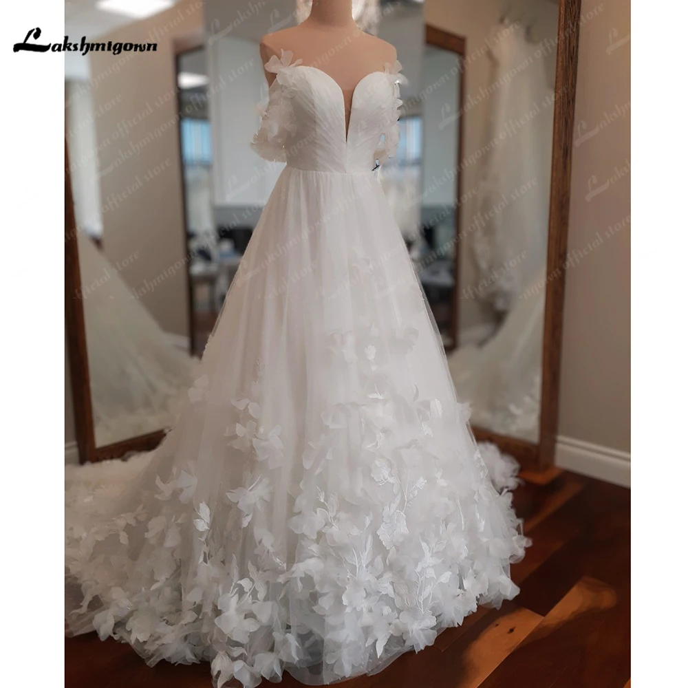 

Lakshmigown кружевное свадебное платье с открытыми плечами и коротким рукавом