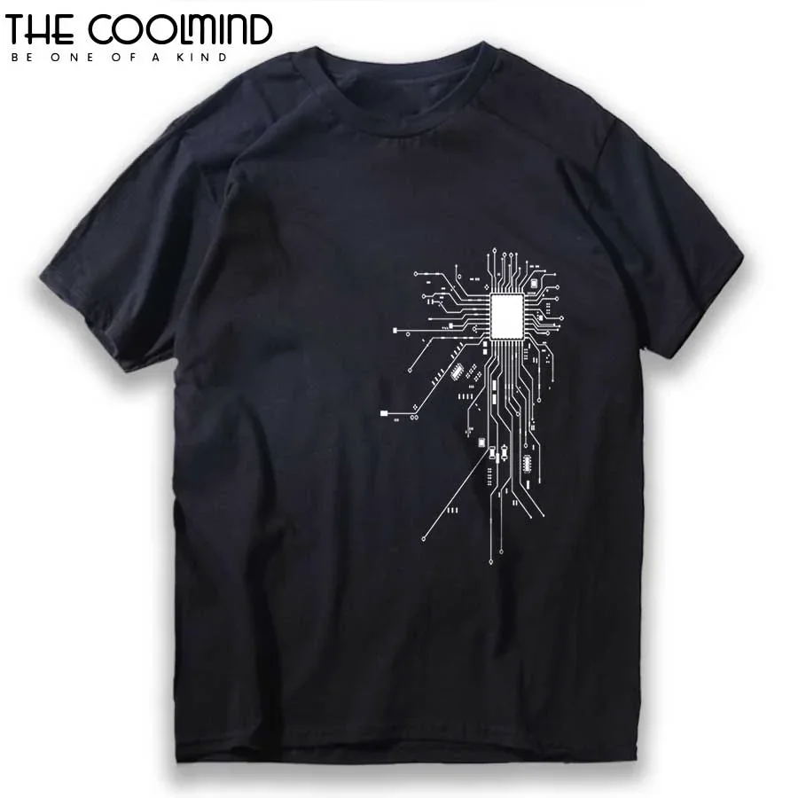 

Крутые мужские футболки COOLMIND из 100% хлопка с принтом Geek, Повседневная футболка с коротким рукавом и круглым вырезом, мужская летняя футболка, мужские футболки