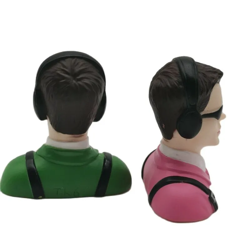 1/6 Scale Civil Pilot Figure with Glasses - Collectible Toy in Pink and Green