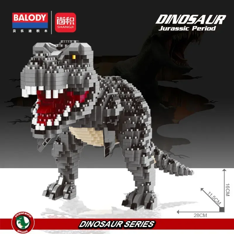 thumbnail image 1 of 1457 piezas + 16089 16088 dinosaurio Micro bloques dinosaurio verde juguete de construcción modelo clásico Tyrannosaurus rex figura juguetes juego divertido para el hogar, 1 of 5
