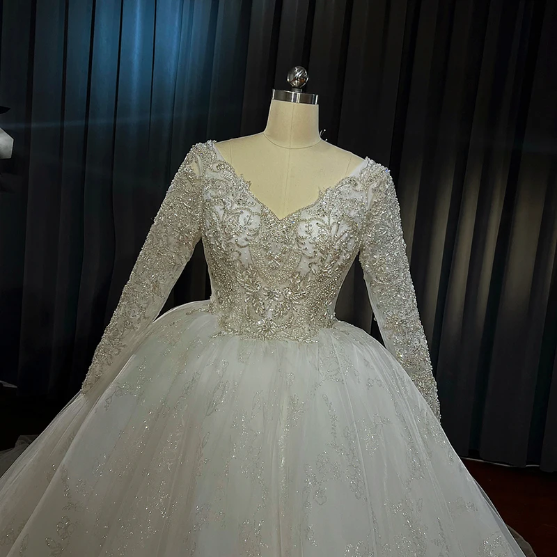 NS4277 Appliques Wedding Guest Dress V-Neck Elegant Dress Woman For Wedding Guest Lace Up Princess Dress Woman vestidos blancos 5