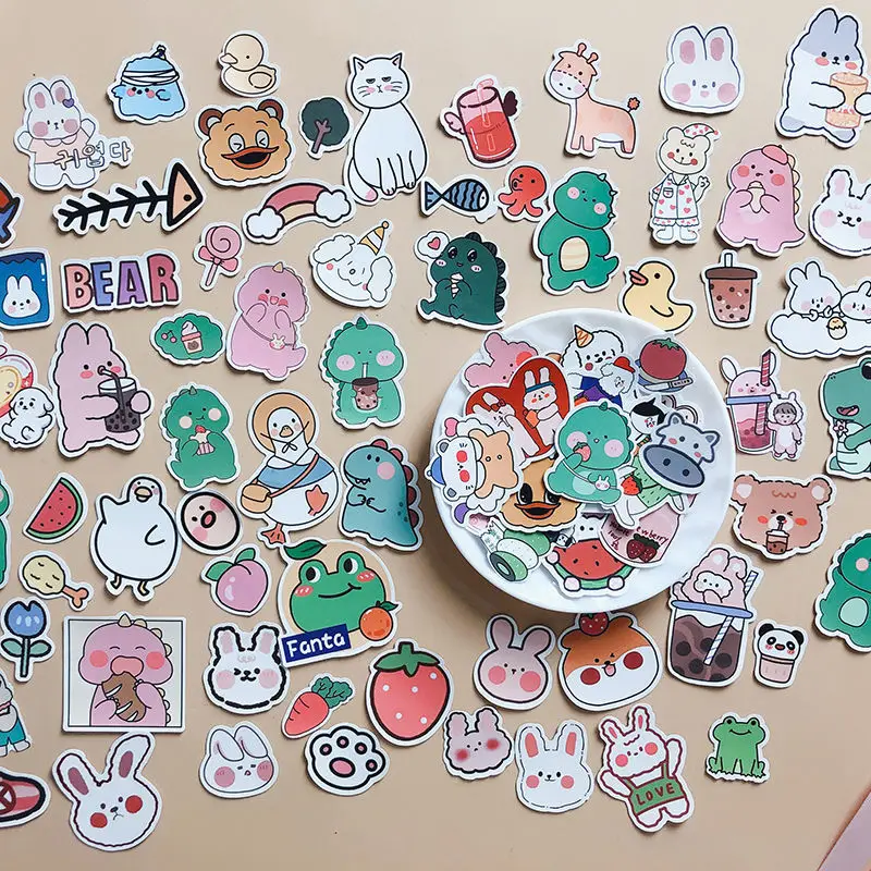 Cartoon Animals Kawaii Dinosaur Adorn Waterproof Adhesive Sticker for Kid Diary Phone Case Notepad Decoration Cute Small Sticker