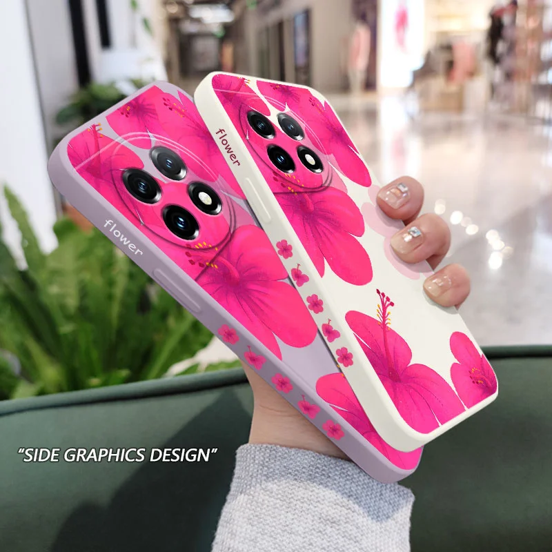 Vivid Red Floral Liquid Silicone Phone Case