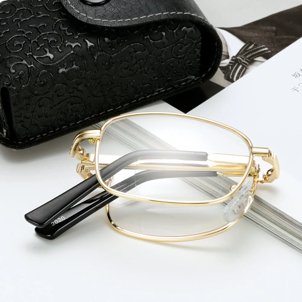Reading Glasses Men Portable Presbyopia Glasses with Box Foldable Prescription Eyeglasses +1.0 to +4.0