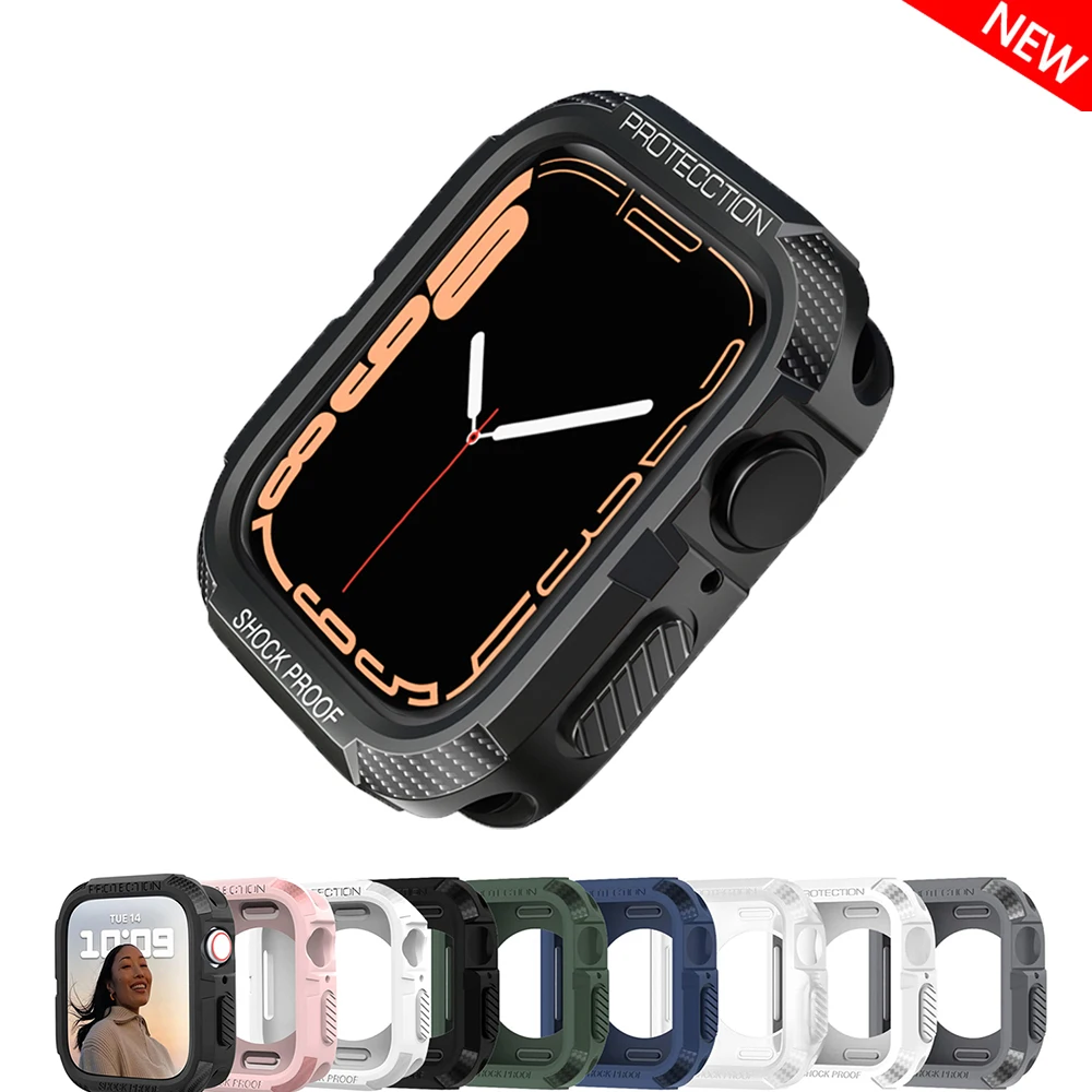Custodia Robusta Per Apple Watch Case 44Mm 40Mm 45Mm 41Mm 8 Se 6 5 3 Iwatch Accessorie Tpu Screen Protector Apple Watch Serie 7 Case