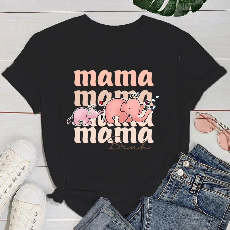 

Mother's Day T shirt Mama Bind Print T Shirt Fans Summer Casual Short Sleeve Tee Cute Loose T Shirts