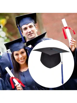 1pc Black Adult Bachelor Caps Graduation Hat for Student 2024 Congratulation Graduation Party Decorations