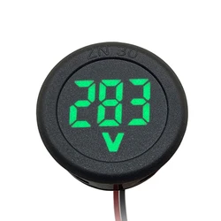 LED Display Circular Automotive Voltmeter Tester - AC 50 - 500V (Green round)