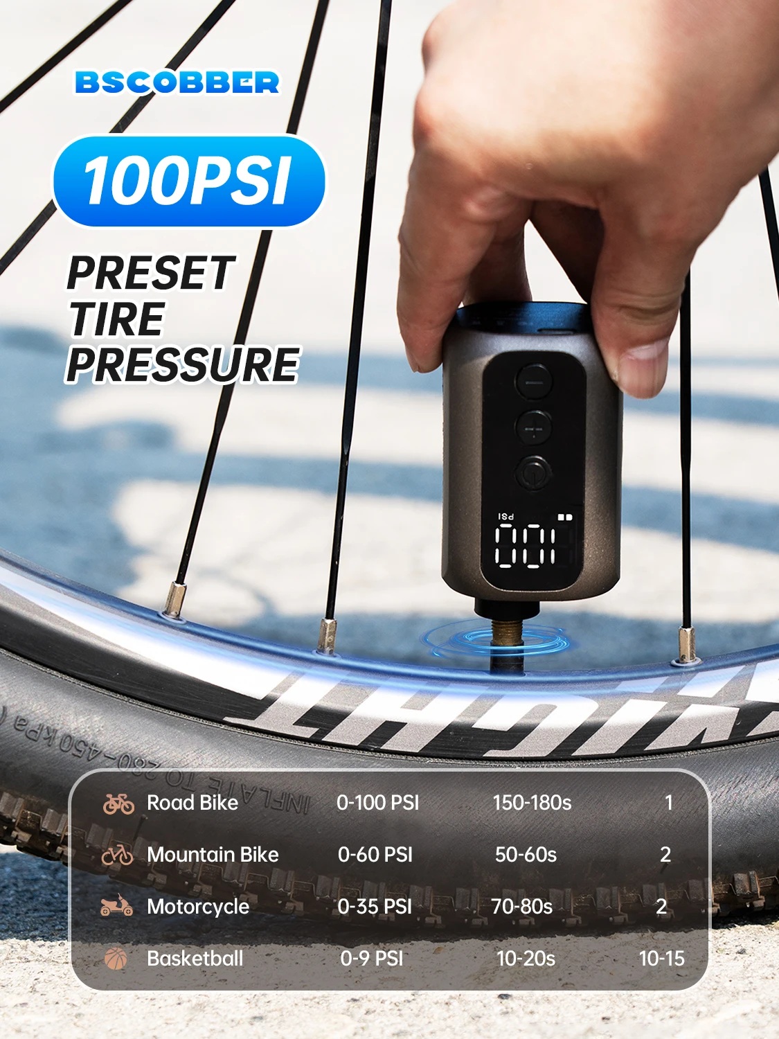 4in1 Electric portable Tyre Tire Inflator Cycling Tool Bicycle Air Injection Bik