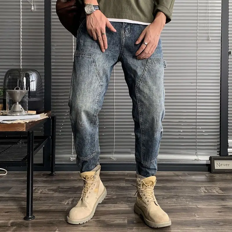 Invisible Open Crotch Outdoor Sex Erotic Pants Vintage Boyfriend Jeans Baggy Cargo Denim Trousers Men Casual Skinny Streetwear