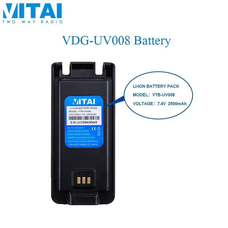 

Рация VITAI UDG-UV008 с аккумулятором, 2500 мАч, двусторонняя радиосвязь
