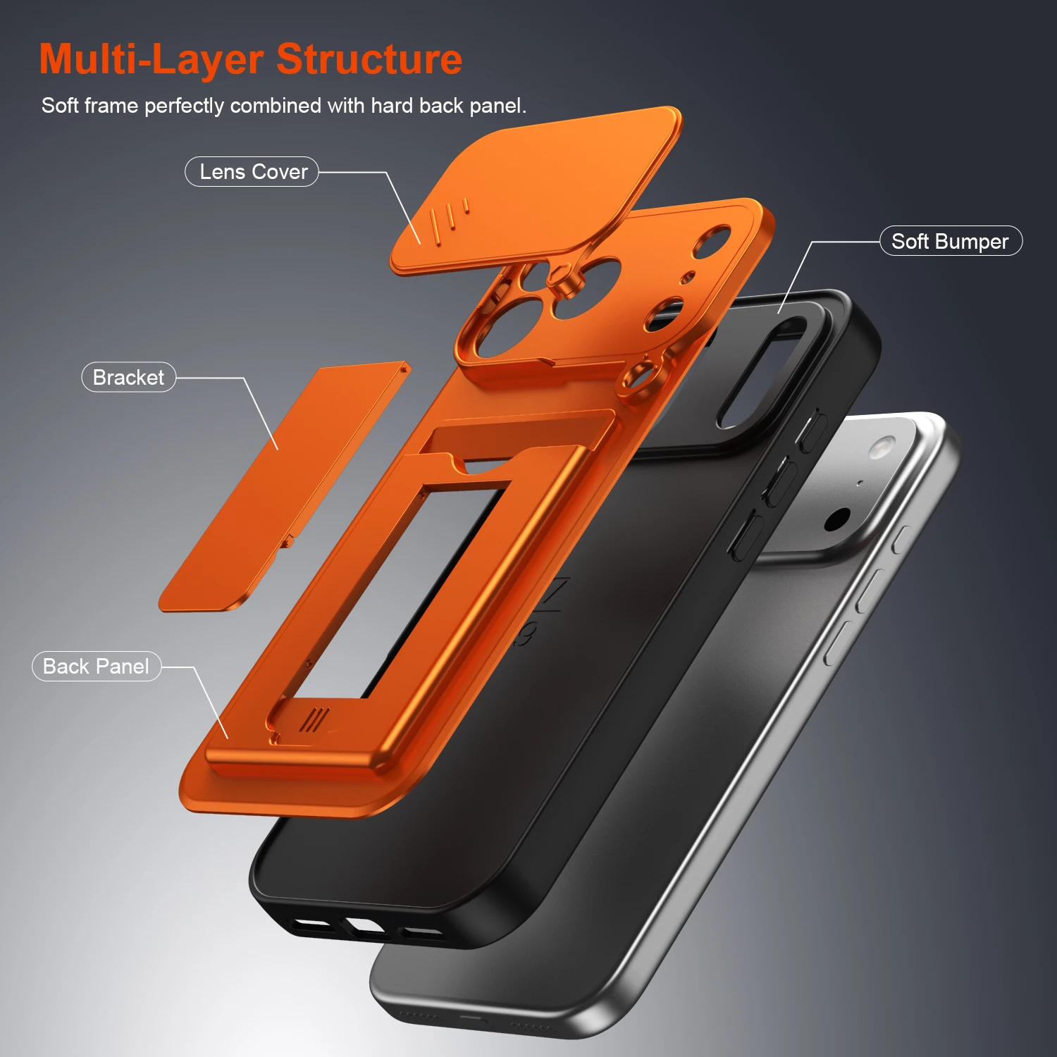 Enhanced Shockproof Card Holder Wallet Phone Case with Lens Protection