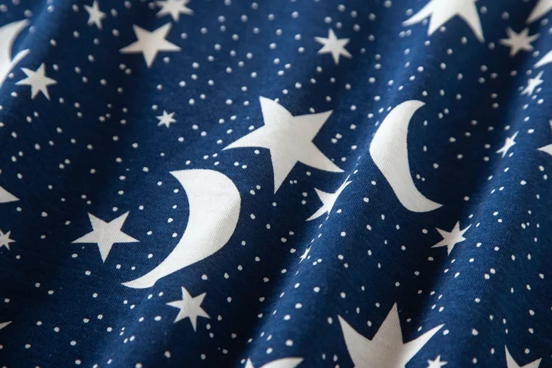 Sexy Nightwear Women with Star Moon Pattern Cotton Loungewear Round Neck Laides Sleepwear Girl Pajamas Dress Nightgown Big Size