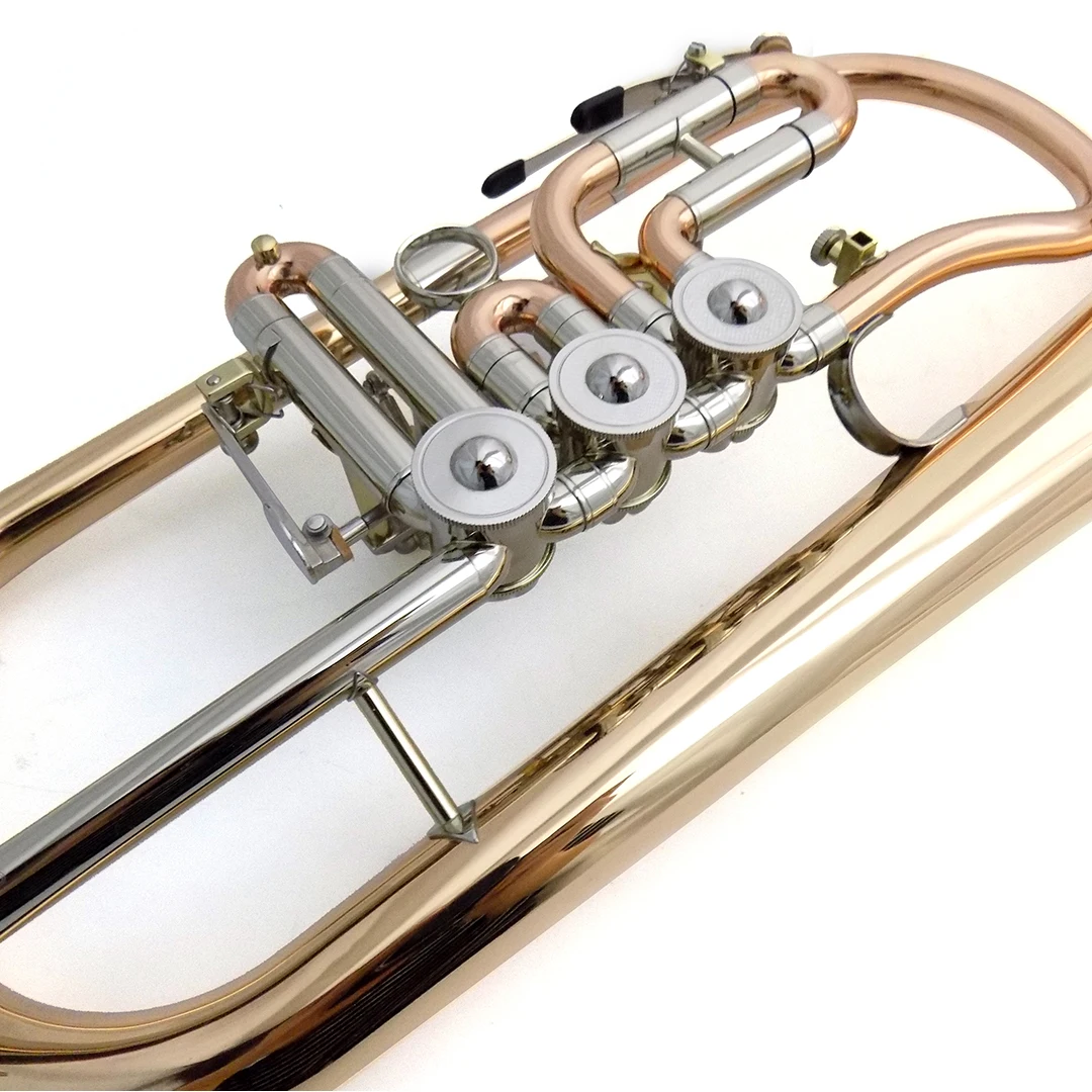 High Quality Bb Flugelhorn Musical Instruments Gold Brass Material Lacquer Surface with Case Mouthpiece Professional Performance