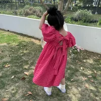 Bear Leader Rose Pink Plaid Bow Dress Elegant Lolita Child Big Girls Midi Dress Children Dresses Teens Party Princess Sundress 4
