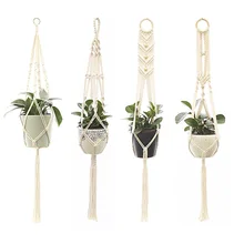 Flowerpot Net Bag Gardening Green Plant Cotton Rope Flower Pot Hanging Basket Hand-knitted Cotton Rope Hanging Flowerpot Net Bag