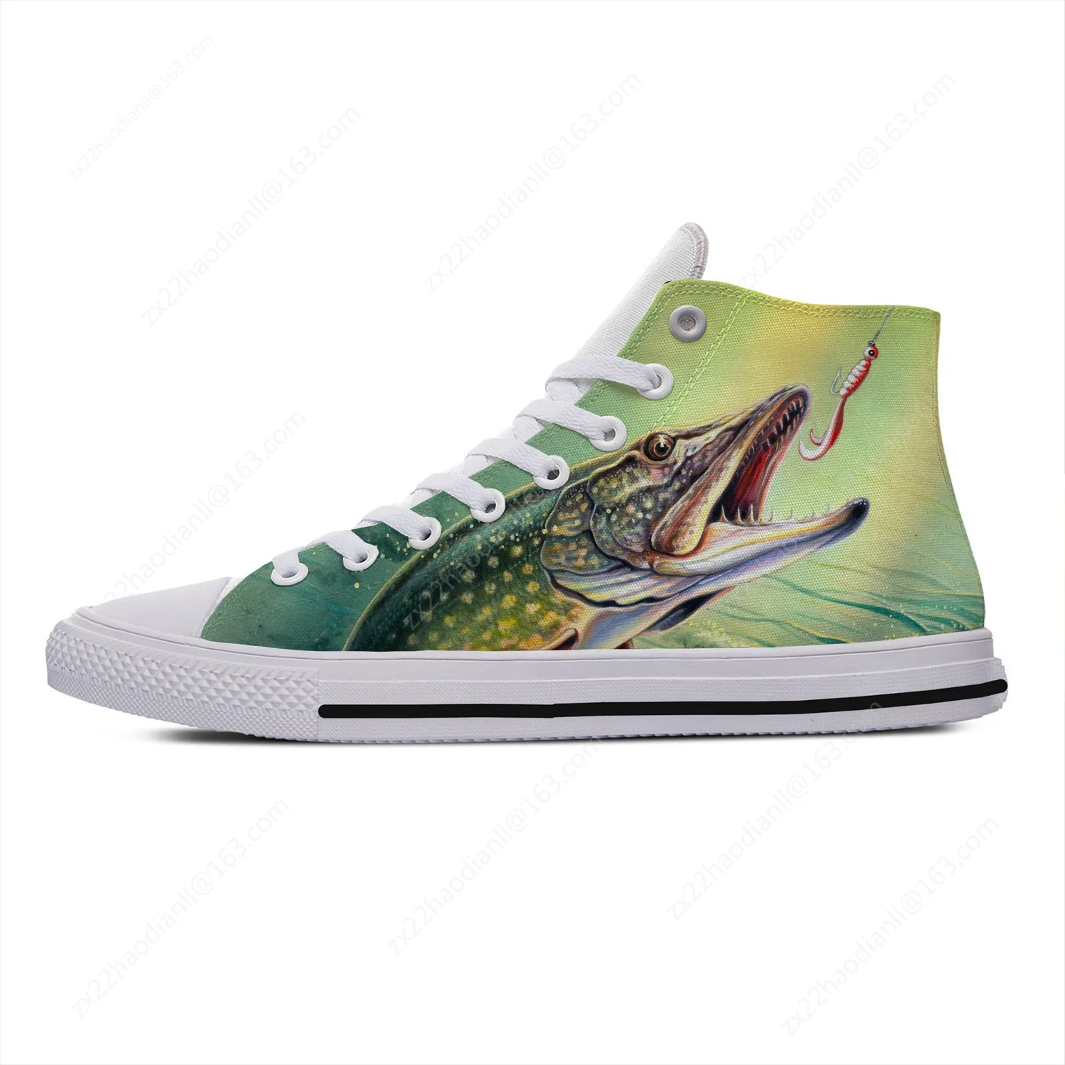 Fishing Animal High Top Sneakers Mens Womens Teenager Hot Fashion Casual Shoes Canvas Running Shoes 3D Print  Lightweight shoe