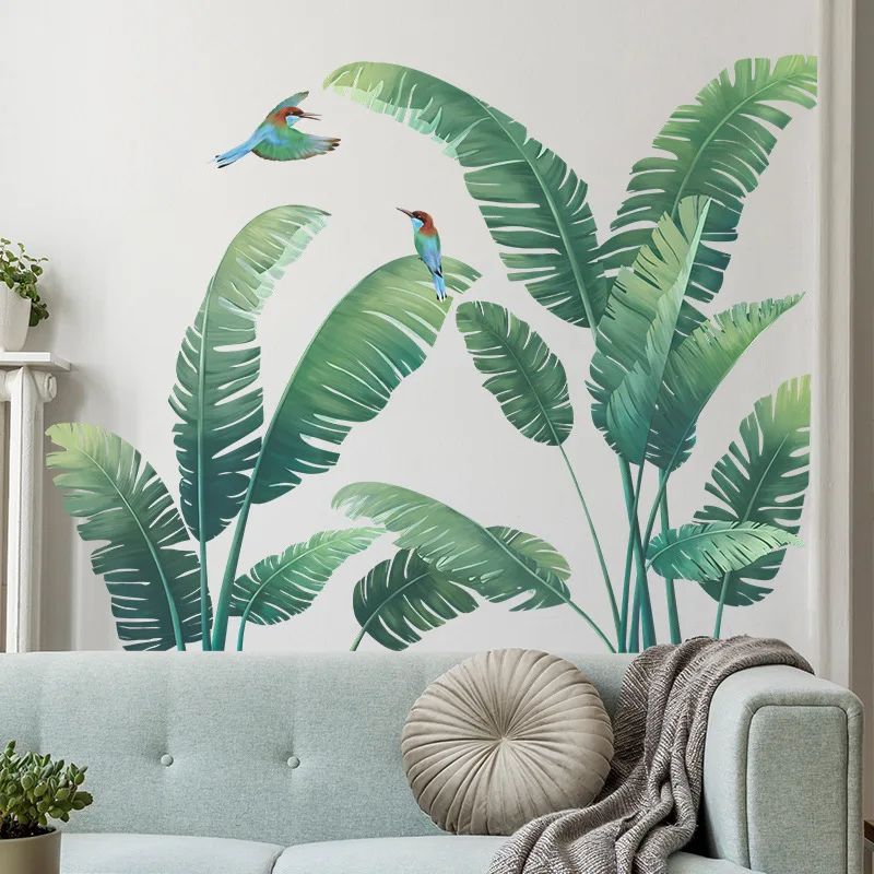 

Tropical Green Plants Birds Wall Stickers Bedroom Living Room Sofa Background Home Decoration Art Mural Self Adhesive Wallpaper