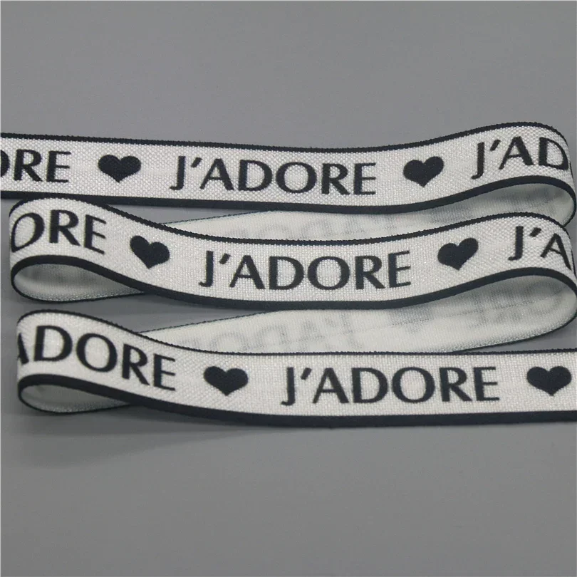 DHK 5/8'' 5yards J'adore Brave Wave Printed Fold Elastic FOE Stretch Ribbon Accessories Decorations Craft DIY Sewing C2593 ribbon decoration,ribbon supplies,sewing ribbon