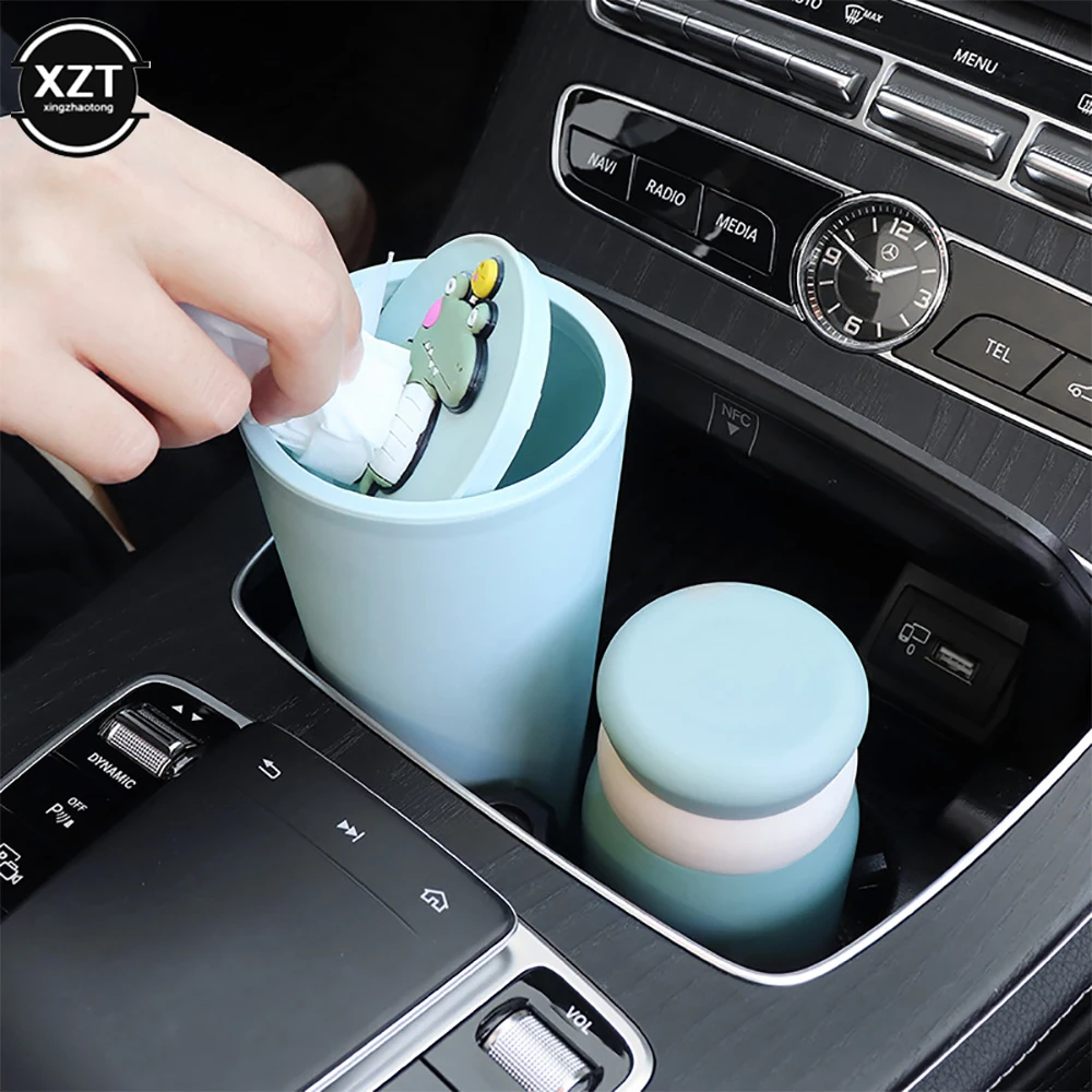 Creative Cute Shape Car Trash Can Mini Storage Bucket Car Garbage Storage Bucket Glove Box Desktop Trash Can